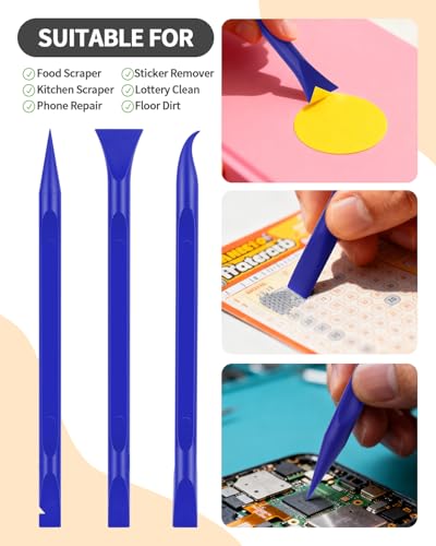 12 PCS Carbon Fiber Plastic Scrapers Tool, Non-Scratch Scraper Tool for Tight Spaces, Multi-Purpose Label Scraper Pen-Shaped, for Car Cleaning Supplies, Kitchen, Crevices, Stains (Blue) - color: Blue
