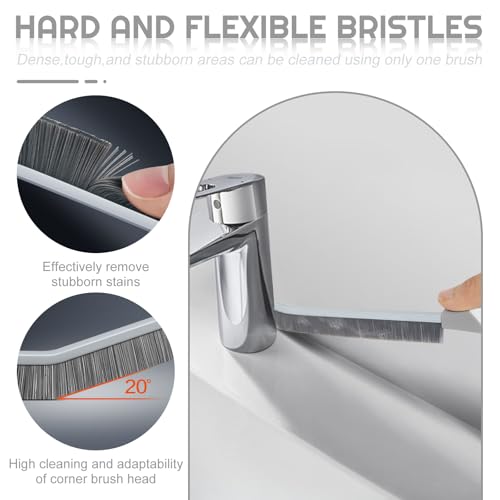 Crevice Cleaning Brush Bathroom Tile Groove Gap Cleaning Brush Premium Crevice Cleaning Tool Aluminum Support with 15° Angled Head-Grout Thin Brush,Kitchen & Bathroom Tool (5PCS) - color: 3pcs