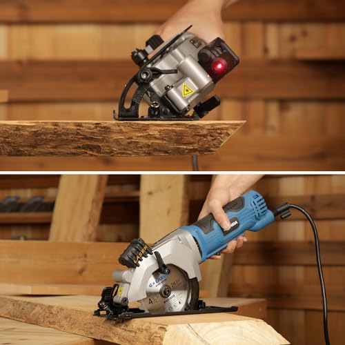 4A Mini Circular Saw Corded with Laser Guide, 2 Saw Blades - style: Corded 4A