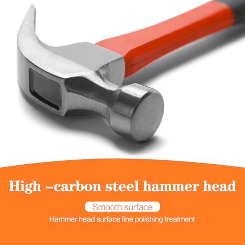 8/16/24oz Straight Rip Fiberglass General Purpose Claw Hammer - size: 1pcs 8oz