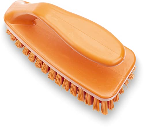 SPARTA Scrub Brush with Iron Shaped Handle and Stiff Bristles, Heavy Duty Scrubber Brush for Kitchen, Bathroom, Shower, Tile, Sink, Carpet and Bakepans, Polypropylene, 6 Inches, Orange, (Pack of 6) - color: Orange, size: 6 Inches (Pack of 6)