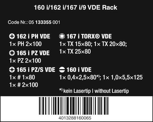 Wera 05133355001 160 I/162 I/167 I/9 SCREWDRIVER SET KRAFTFORM PLUS SERIES 100 9 PIECES