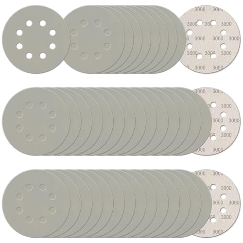 100Pcs 5 Inch Sanding Discs Hook & Loop 8-Hole Wet Dry Sandpaper 3000 Grit - style: 100Pcs 3000 Grit