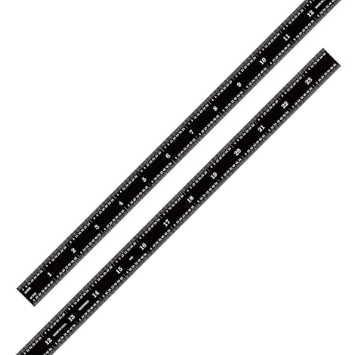PEC Tools 24" Flexible Metal Ruler, Stainless Steel with Black Chrome Finish, High Contrast,16R Graduation (1/32", 1/64", 1/50", 1/100"), Easy to Read Machinst Rule for Professionals, Made in USA - color: Black Chrome-Flexible, size: 24"