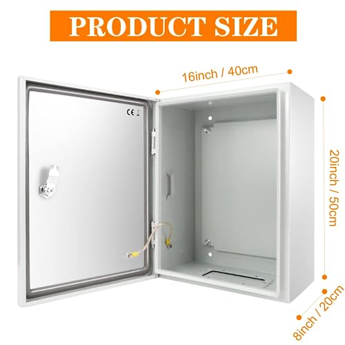 TOCRETOARE Outdoor Electrical Junction Box, 20 x 16x8'' NEMA 4X Enclosure Box, Wall Mounted IP66 Waterproof & Dustproof Lockable Metal Junction Box - size: 20"x16"x8"