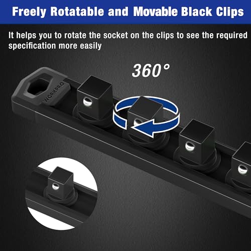 WORKPRO Magnetic Socket Organizer, Heavy Duty 1/4-Inch Drive Socket Rail - color: Black, size: 1/4" DR