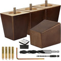 Airy Abode Premium Walnut Square Furniture Legs (Full Install Kit) - Pick Your Size and Color - color: Brown, size: 3 Inches