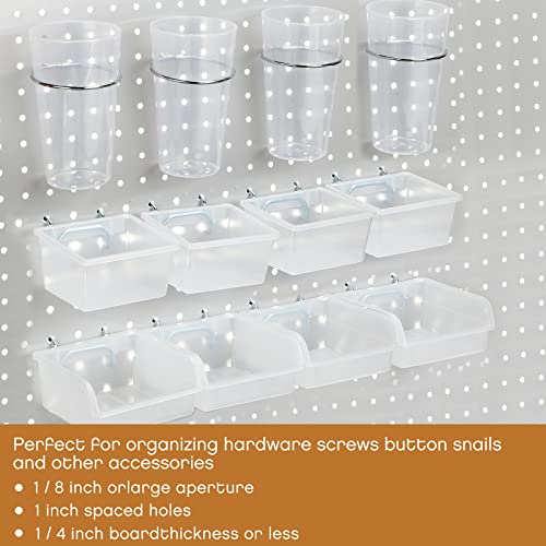 Yookeer 20 Pcs Pegboard Bins and Cups Accessories with Hooks, Clear - color: Clear
