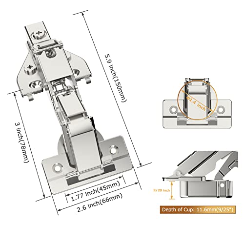 Furniware 2 Pack 1 Pair 165 Degree Lazy Susan Hinges Full Overlay Concealed for Cabinet, Cupboard, Folded Door, Combination with Screws(Regular) - size: 165 Degree