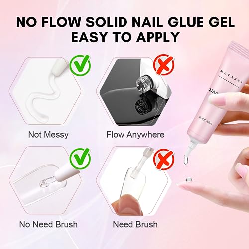 Makartt Gel Nail Glue: Solid Nail Glue for Press On Nails, 15ML 3D Gel UV Lamp Needed, Multifunctional Nails Tools Strong Adhesive Rhinestone Glues Gels for Charms & Gems, Ideal for DIY Home Salon Use - color: Clear Gel Nail Glue
