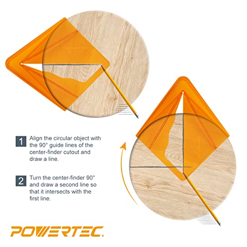 POWERTEC 72114 10" Round Center Finder Clear Acrylic Compass Tool and Plastic Center Finder for Wood Turning Lathe Work – Wood Turner Tools Series - style: center finder set