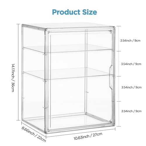HBlife Baby Bottle Storage Organizer for Countertop Cabinet, 3 Tiers Adjustable Clear Acrylic Bottles Storage Station Case Box Container with 2 Removable Dividers and Magnetic Door, Large - size: Large, style: 3-Tier Single Door