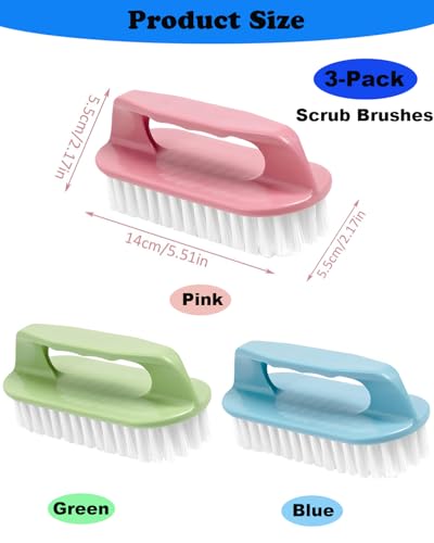 Scrub Brush for Cleaning-3 Pack Scrubbing Brushes Heavy Duty Multi-Purpose Household Cleaning Brush with Stiff Bristles Comfort Grip Scrubber Cleaner Brush for Bathtub Sink Carpet Floor & More