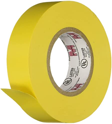 Morris 60030 Yellow Vinyl Plastic Electrical Tape, 7 mil, PVC, 66' Length, 3/4" Width, 10-Pack - color: Yellow, style: 10-Pack