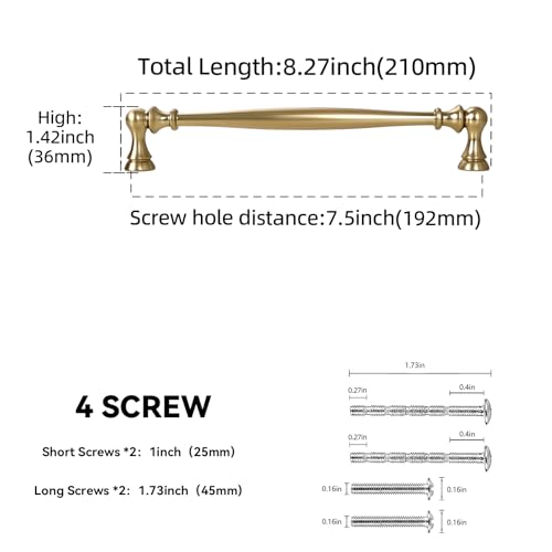 10 Pack 7-1/2 Inch(192mm) Kitchen Cabinet Handles Champagne Bronze Cabinet Pulls Zinc Alloy Drawer Pulls Solid Kitchen Hardware - color: Champagne Bronze, size: 7-1/2'' Hole Center(192mm)