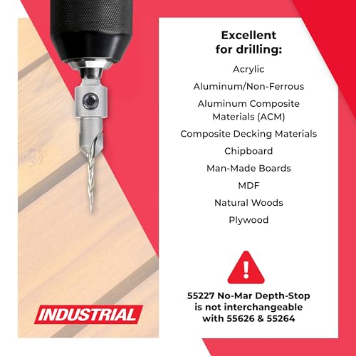 Amana Tool Woodworking Countersink Set, AMS-624, 3-Piece | Carbide Tipped with Adjustable Depth Stop and No-Thrust, No Marring Ball Bearing, Hex Shank - style: AMS-624, 3-Pc