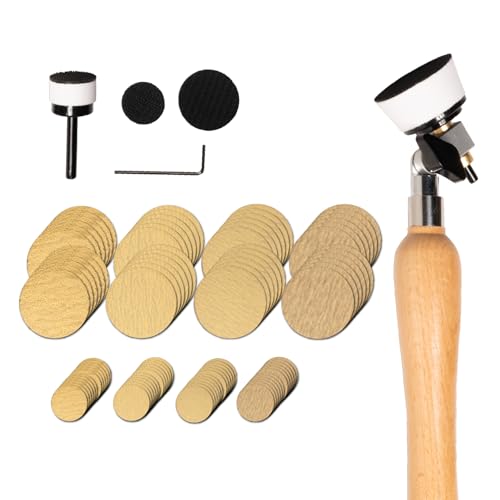 POWERTEC Bowl Sander Tool Kit with Double Bearing Holder and 1" & 2" Hook & Loop Sanding Discs | 1/4" Mandrels, Adjustable Head, 80 Sanding Pads of Each Size - 80/120/150/220 Grits (72233) - style: Bowl Sander Tool Kit