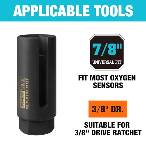 DURATECH O2 Oxygen Sensor Socket 3/8" Drive x 7/8"(22mm) - size: 1pc 3/8" Dr. x 7/8" long oxygen sensor socket