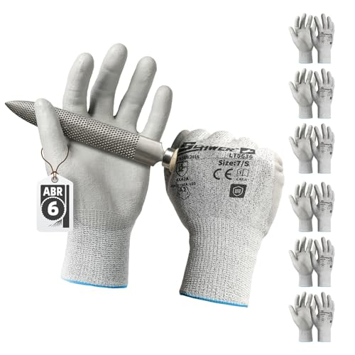 Schwer 6 Pairs A2 Cut Resistant Work Gloves, Ultra Durable, LT5636, S - size: Small