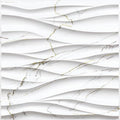 STICKGOO Wave 3D Wall Panels, White Marble, 19.7" x 19.7" - color: White Marble Mixed Gold Thread