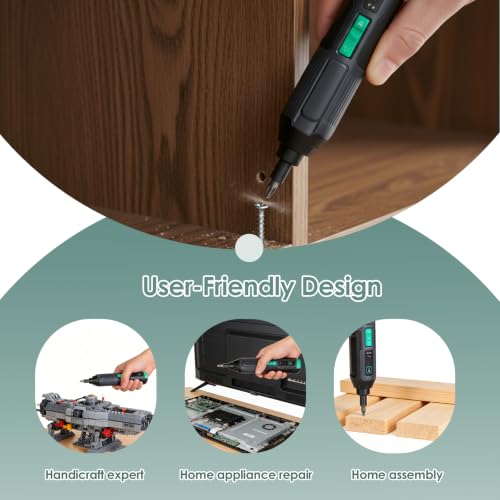 4V Cordless Electric Screwdriver Kit – USB‑C Rechargeable, Dual LED Light, 3 Torque/300RPM, 34-Pc Magnetic Bit Set and Case – Portable Mini Drill for Electronics, PC Repair, DIY Tools