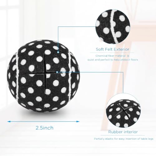 Macarrie 60 Pcs Precut Tennis Balls for Chairs Legs, Black and White - color: Black and White