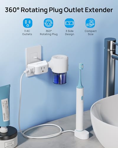 TROND Outlet Extender with 360 Rotating Plug for Bathroom Kitchen - color: White, size: 3AC-3 Prong (Rotating Plug), 1 Pack