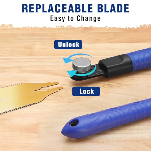 WORKPRO 8'' Japanese Pull Saw, Double-Edged Hand Saw with 7-9&18 TPI - size: 8'' - Wide Head