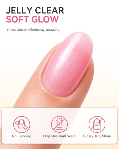 Makartt Pink Gel Nail Polish Set 15ML : 6 Sheer & Shimmer Colors - color: Petal Glow