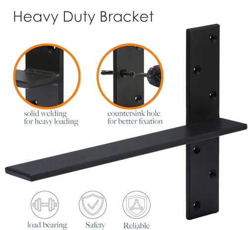 (4-Pack) Hanging T Floating Shelf Bracket, 16" Lx2 W Heavy Duty Steel Knee Wall Hidden Granite Countertop Support Floating Bracket Hardware for Cabinets, Granite, Dishwasher (4 Pack, 16 Inch) - size: 16 Inch, style: 4 PACK