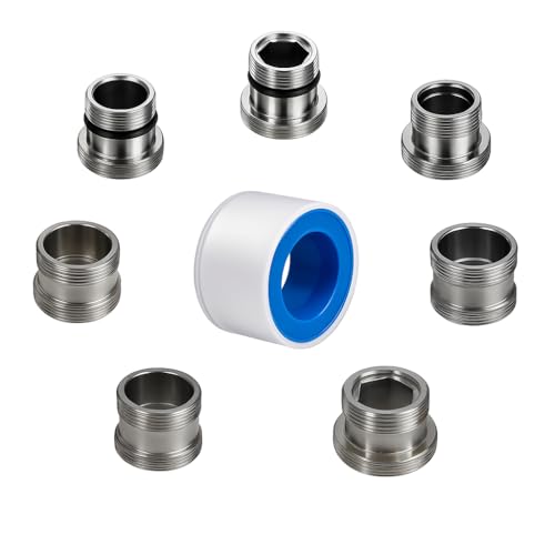 7 Pieces Male Thread Faucet Adapter Kit, Sink Faucet Aerator Adapte - color: Silver, size: MMulti-M22