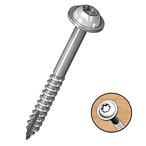Milescraft 5202 Wood Pocket Hole Screws - #7 x 1-1/4" Washer Head with Coarse Thread (100pc.), Torx Drive Self-Tapping, For Indoor Use