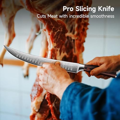 Sunnecko Butcher Knife & Meat Fork Set for BBQ Meat Slicing - color: 10 inch Butcher Knife with Meat Fork