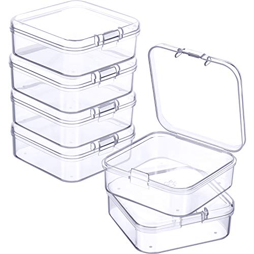 Jetec 6 Pieces Small Clear Plastic Storage Box, 2.1 x 2.1 x 0.8 Inch - size: 2.1 x 2.1 x 0.8 Inch