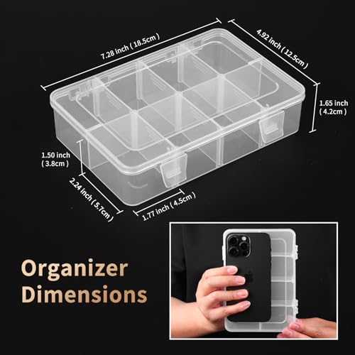 QUEFE Bead Organizer Box 2 Pack 8 Grid Plastic Tackle Box Storage Dividers - size: 2pcs