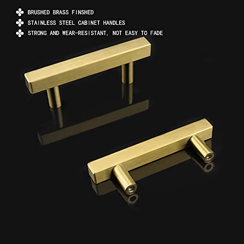 Goldenwarm 10 Pack 3 Inch Gold Cabinet Handles Brushed Brass Kitchen Pulls - color: Gold, size: 3 Inch Hole Center