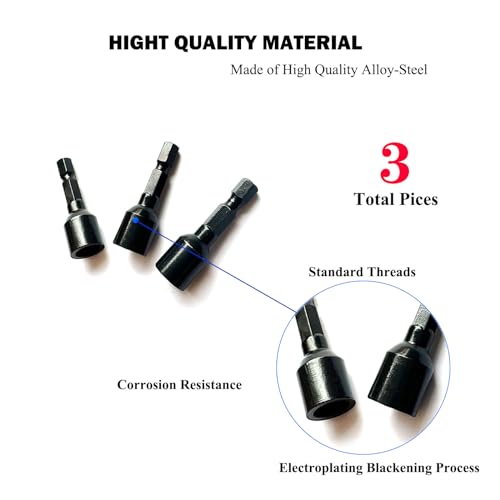 1/4"-20 5/16"-18 3/8"-16 3Pcs Hanger Bolt Driver Double Headed Wood Screws Fully All Threaded Rod Threaded Insert Hexagon Head Drill Driver Bits - size: Driver 1/4"+5/16"+3/8"