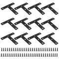 Bonsicoky 12 Pack T Shape Flat Bracket, 3.15" x 3.15", Black - size: 3.15 x 3.15 Inch, style: T Shape-12 Pcs