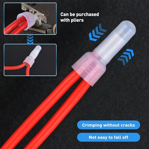 Nilight 300PCS CE1 Closed End Crimp Terminal 22-16 Gauge Nylon Insulated - color: 300PCS 22-16# Terminals