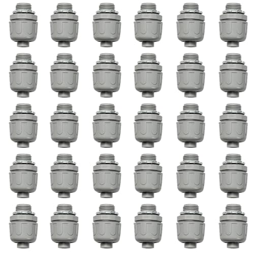 Conduit Connectors, 1/2 Inch, Straight, Grey, 30-Pack - size: 30-Pack