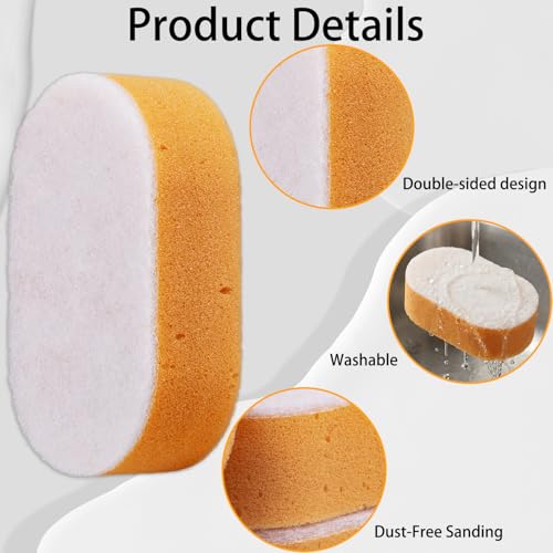 6 Pack Drywall Wet Sanding Sponges, Large Washable Reusable Sanding Blocks for Drywall, Dust Control Sponge for Smoothing, Finishing & Surface Prep, 5.5 x 4.5 x 3.1 Inch