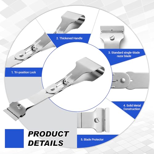 12 Pcs 8" 3-Way Safety Razor Blade Scraper Tool for Removing Adhesive Stickers Varnish Paint Glue Resin Dry Glaze Stains Putty Scratch