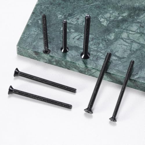 126Pcs Flat Head Phillips Electrician's Machine Screw Kit, Long Electrical Outlet Screw, #6-32#8-32, 304 Stainless Steel for Wall Plate Switch/Outlets,Mounting Electrical Extender, with Tool - color: Black, size: #6#8 126Pcs