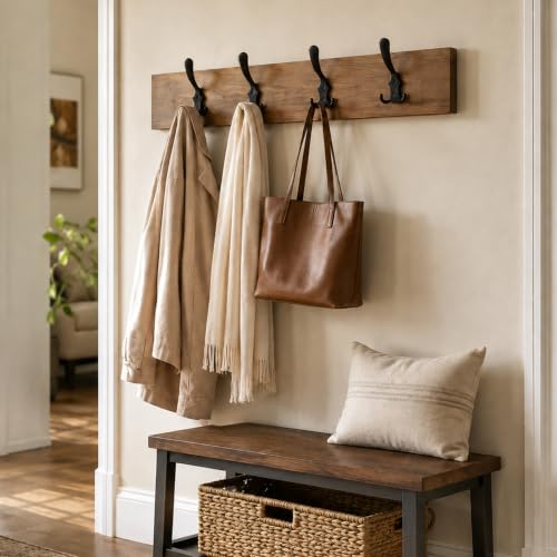 8 Pack Large Coat Hooks, Heavy Duty Three Prong Black Metal Wall Hooks - color: Black, size: 8PCS