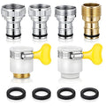 6 Pcs Faucet Tap Quick Connector Kit, 4 pcs Washing Machine Quick Connectors & 2 Universal Faucet Adapters for Portable Washer Thread Sink Adapter for Garden Hose, Dishwasher, Car Wash