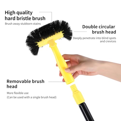 Grout Cleaning Brush with Long Handle - Hard Bristle Hand Held Grout Cleaner Brush for Tile Grout, Shower Cupboard Corner Cleaning