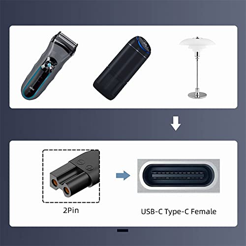 6pcs/Set USB-C Female to 2Pin DC 5V Power Charge Adater for Electric Hair Clipper Beard Trimmers Shavers Beauty Instruments - style: 1.8mm+2.35mm