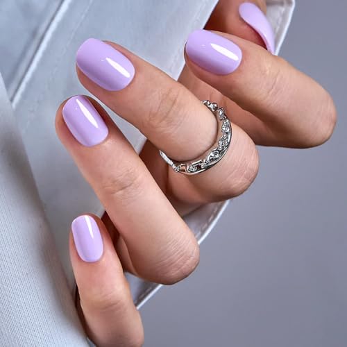 CurvLife Extra Short Oval Press On Nails, Lilac Mist, Soft Gel - color: D5 - Lilac Mist