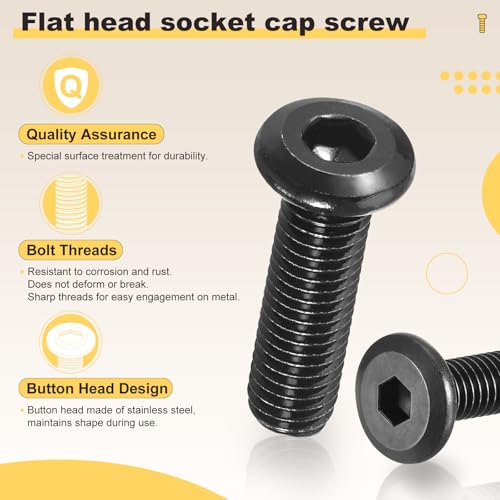 METALLIXITY Flat Head Hex Socket Cap Screws Bolts 1/4"-20x1-1/4 30Pcs - color: Black, size: 1/4"-20x1-1/4"
