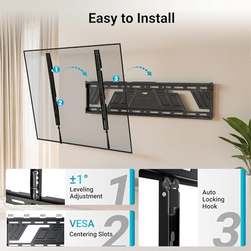 BONTEC Heavy Duty Fixed TV Wall Mount, 43-100 Inch TVs, Max VESA 800x600mm - size: 43-100 Inch